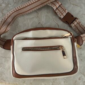 Brown and Cream Women's Bag